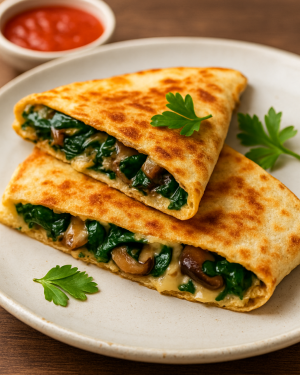 Spinach Mushroom Quesadilla